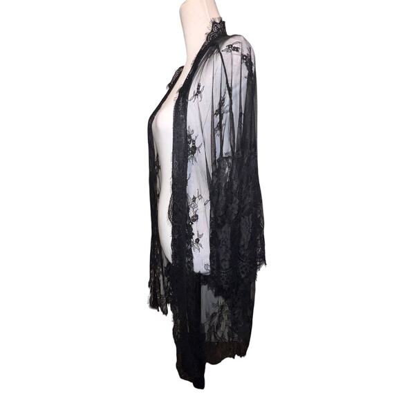 Women’s 3X lace, sheer, eyelash, kimono style loungewear witchy topper jacket - Picture 3 of 9